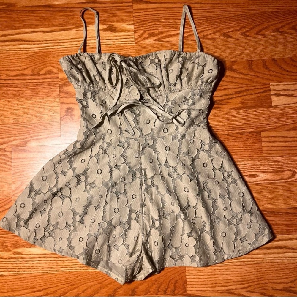 PrettyLittleThing Sage Green Lace Dress